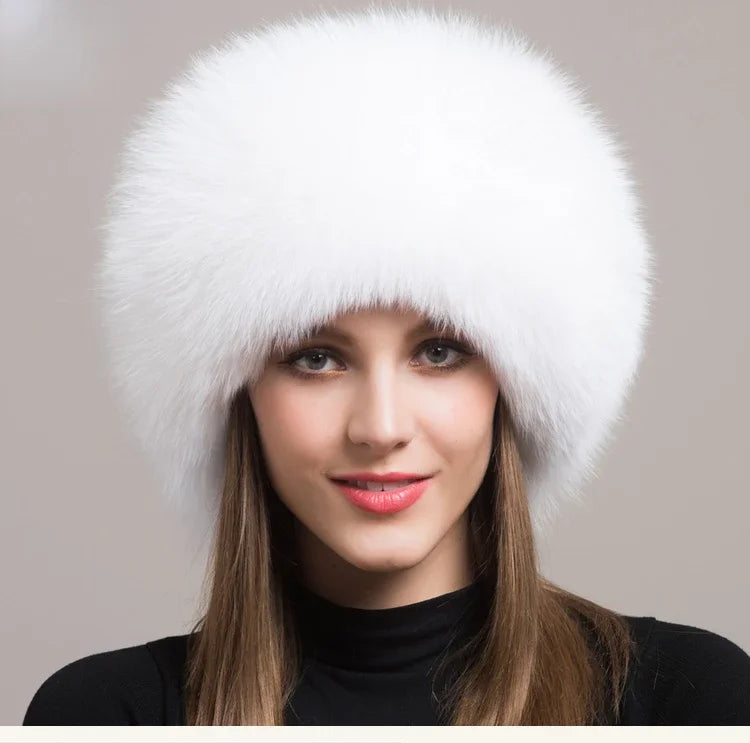 Hot Sale 100% natural Fox Fur Hat Women Cap Thick Fur Cap Winter Warm Hat Female Fashion For Women Hat With Earmuffs Hat