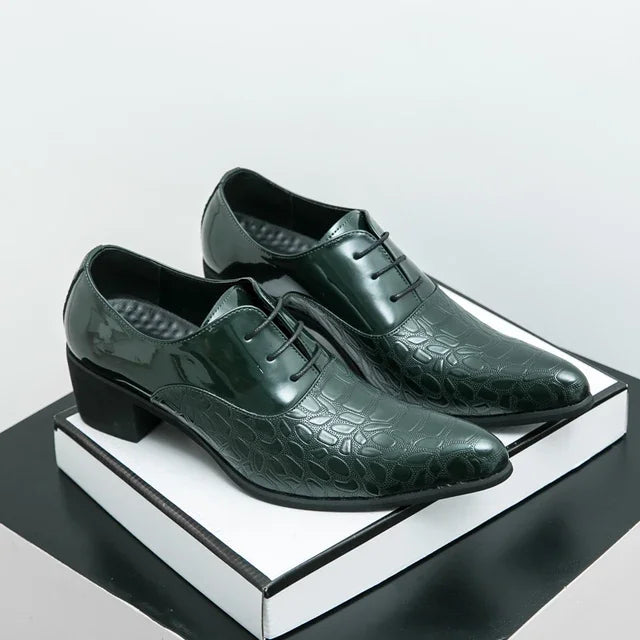 Luxury Multiple Colors High Heel Men's Shoes Fashion Moccasin Man Wedding Shoes Groom Designer Pointed Toe Leather Dress Oxfords