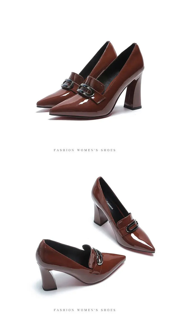 2026 New High Heels Dress Shoes for Women Fashion Pointed Toe Pumps British Style Small Leather Shoes Office Ladies Comfy Pumps