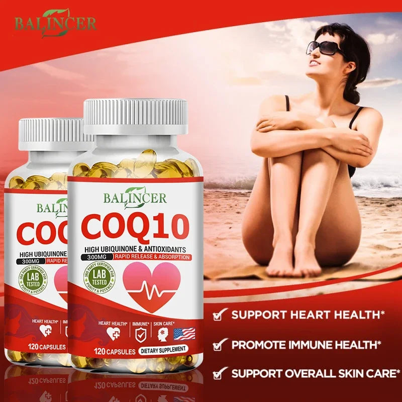 CoQ10 Softgels - Coenzyme Q10 (ubiquinone) Supplement, Highly Absorbed, Antioxidant, Supports Heart Health and Energy Production