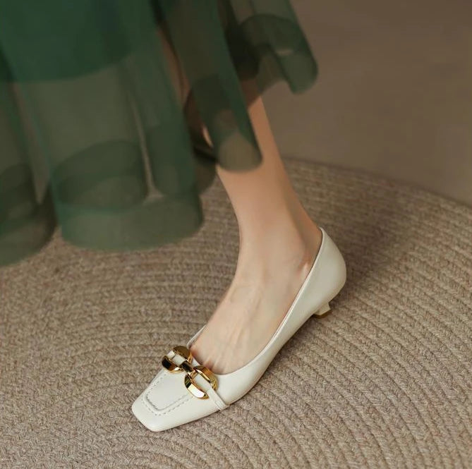 White Shoes For Women 2025 Yellow Ladies Summer Footwear Low Heel Elegant Luxury Leather Casual Black Office 39 Dress Trend A E