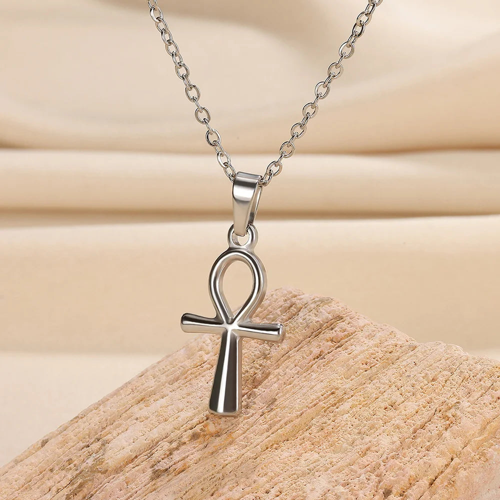 Cross Necklace For Women Classic Cross Collar Gold Color Egyptian Nile Ankh Choker Stainless Steel Chain Aesthetic Jewelry Gift