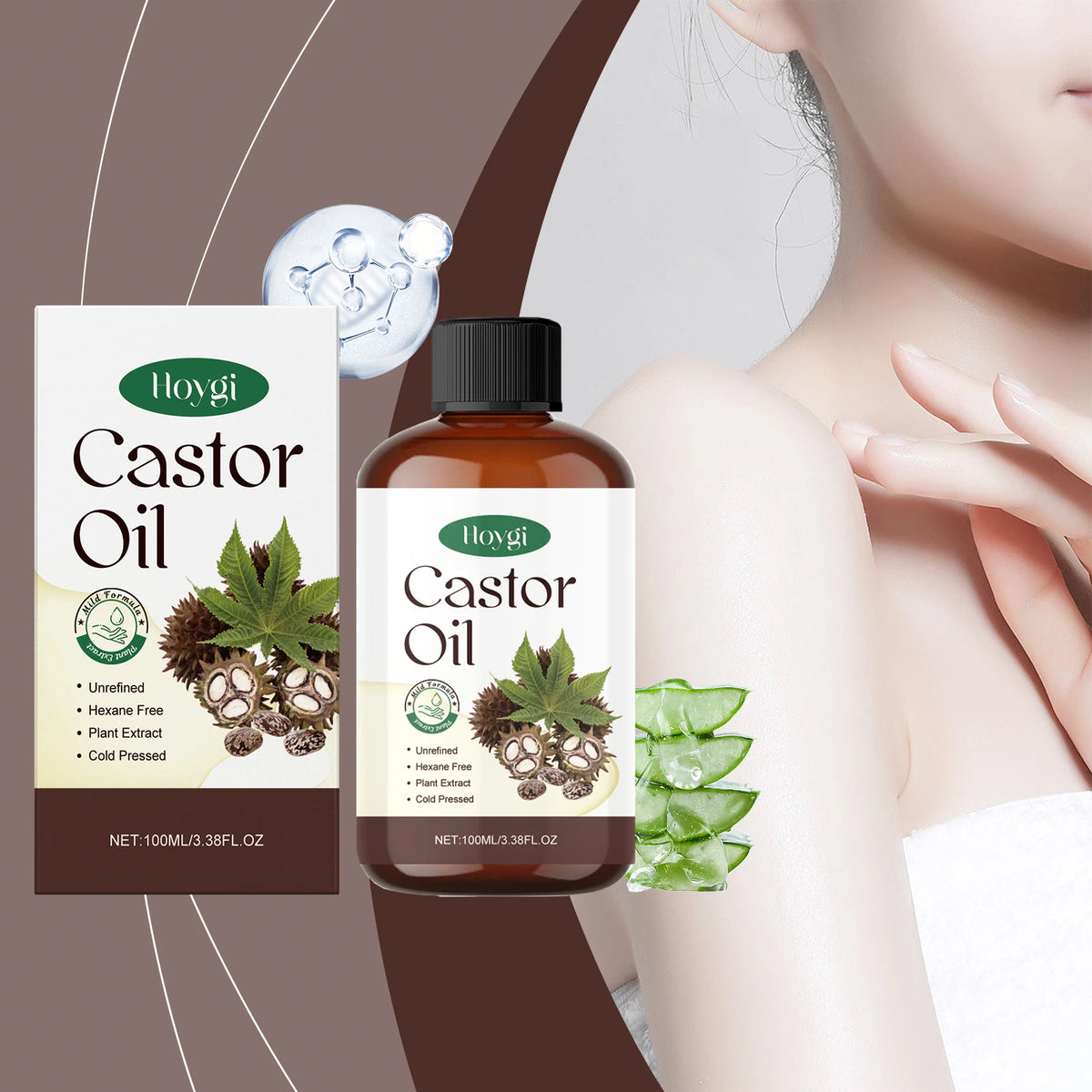 Organic Castor Oil: Nourishing Deeply Moisturizing Oil for Hair Growth, Eyebrows Thickening & Relaxing Body Massage