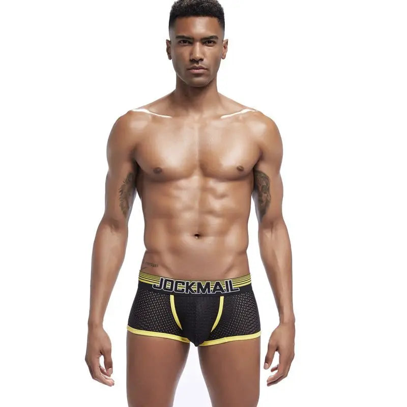 JOCKMAIL Men Underwear Boxes Mesh Quick Drying Ice Silk Breathable Youth Fashion Calzoncillos Sexy Am Gosteren Killer Sansursuz