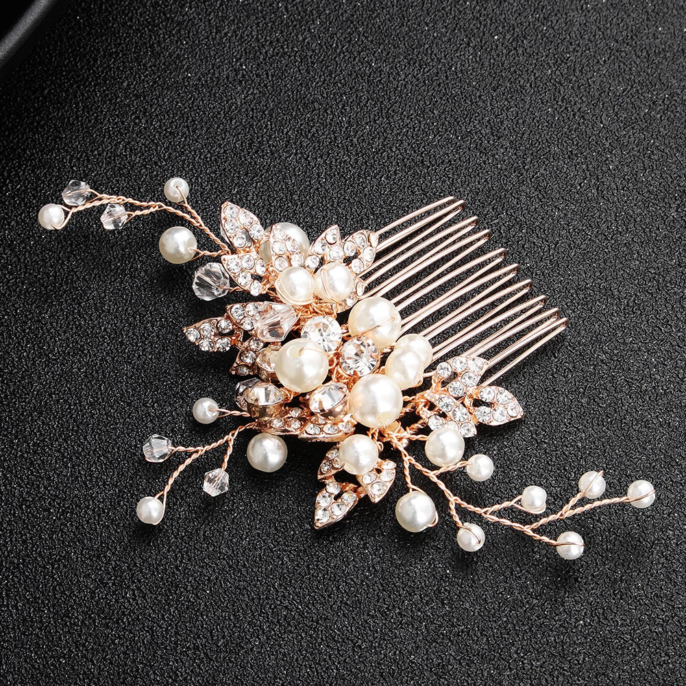 Luxury Pearl Rhinestone Classic Hair Comb Bridal Headdress Jewelry Party Dress Accessories For Women Wedding Hair Clips