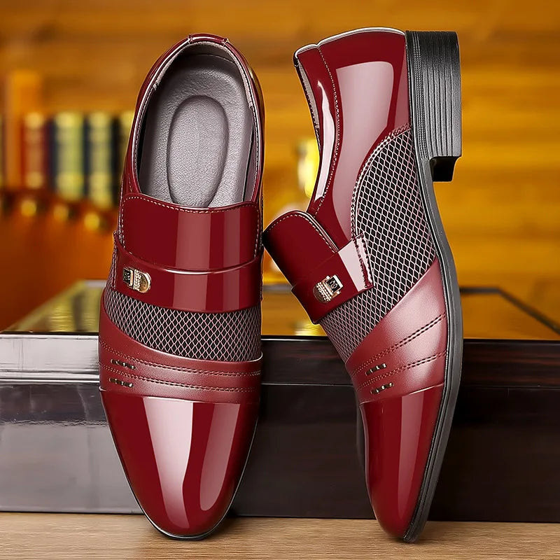 Men's Dress Shoes Pointed Toe Oxfords Classic Business Men Leather Shoes Slip on Wedding Casual Shoes Office Comfortable Loafers
