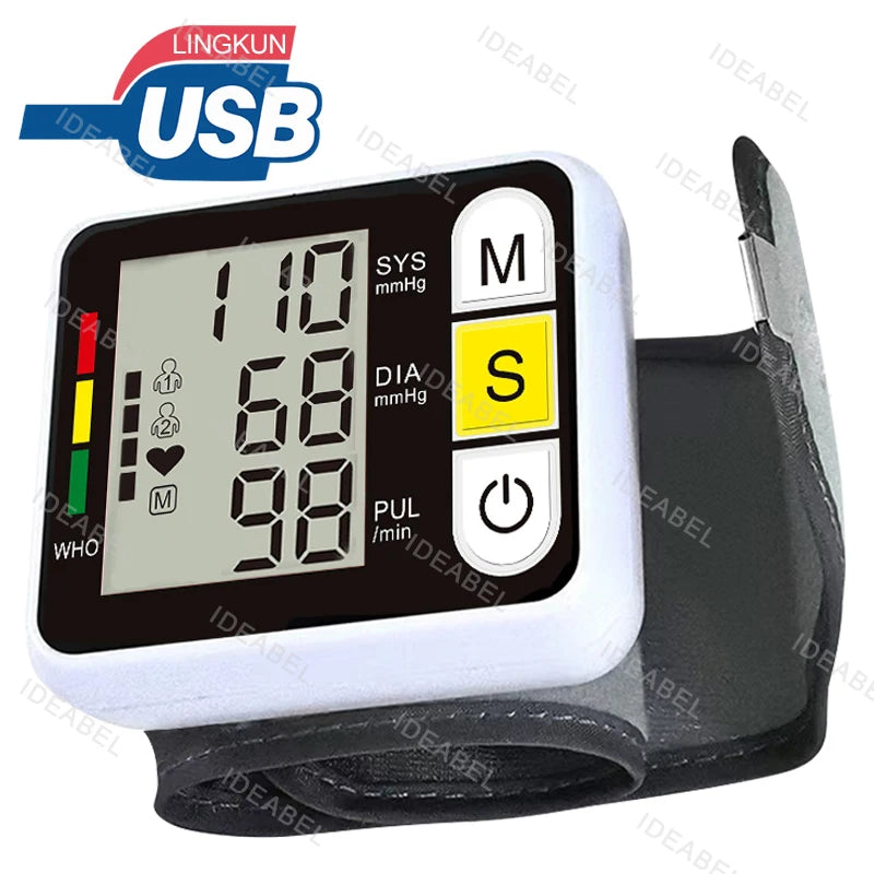 Digital Wrist Blood Pressure Monitor Medical Upper Arm Sphygmomanometer Automatic Tonometer Tensiometro Blood Pressure Meter