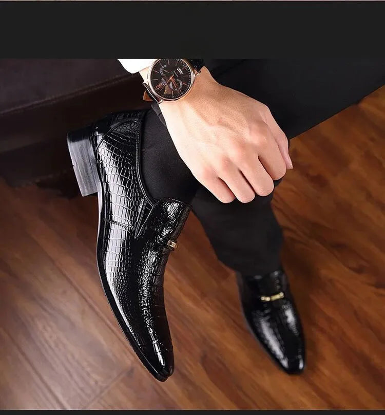 Shoes Luxury Mens PU Leather Pattern Men Business Dress Shoes Casual Social Shoe Male Wedding Footwear Zapatos Hombre 2023