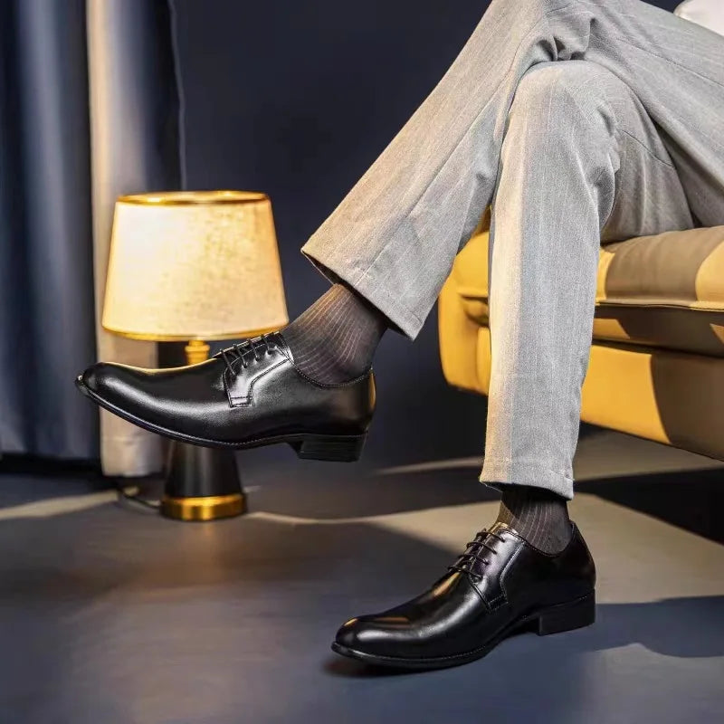 Leather Shoes for Men Luxury Business Men's Shoes High Quality Casual Oxford Dress Shoes Male Lace-Up Office Wedding Formal Shoe