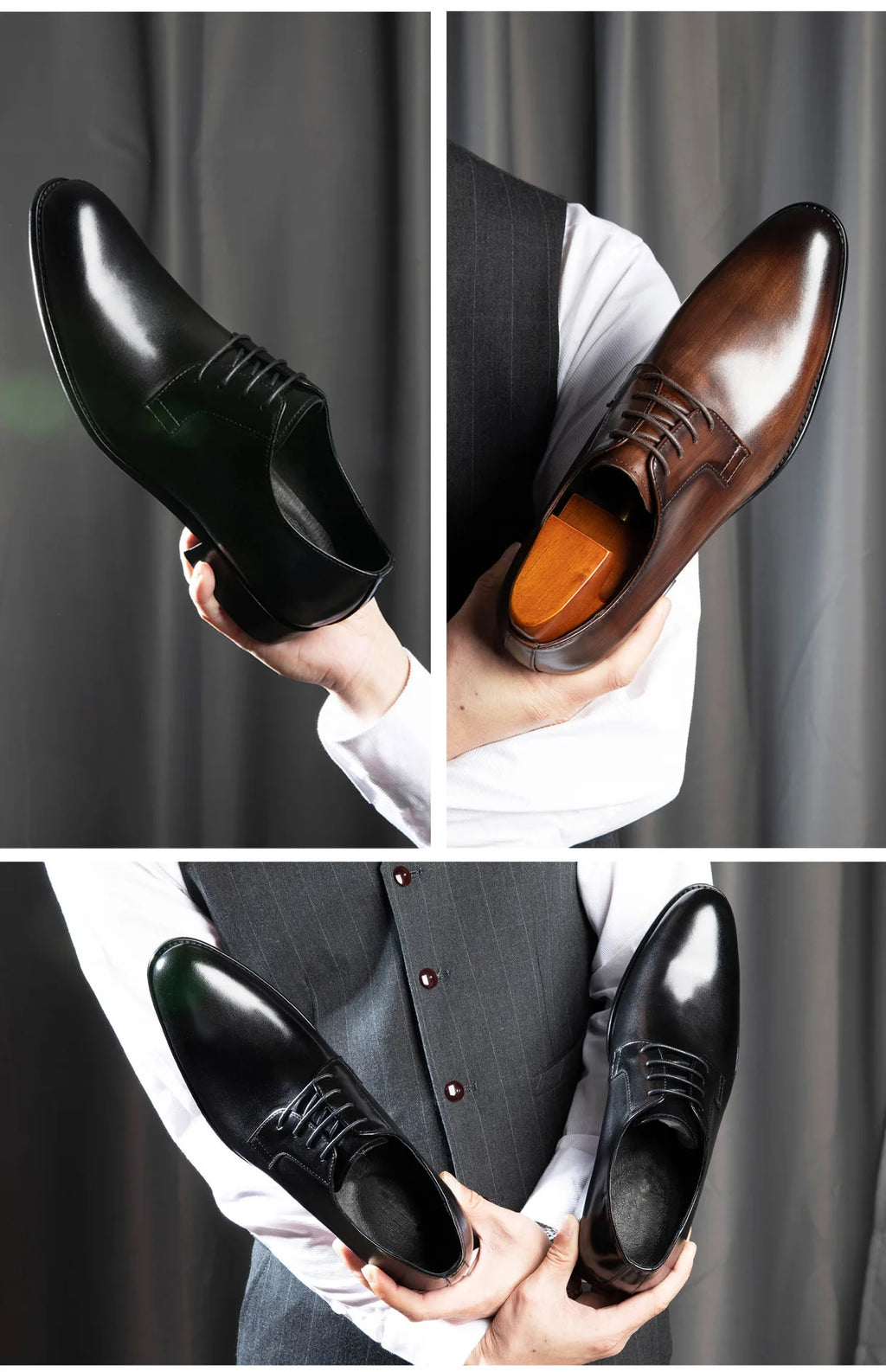 Leather Shoes for Men Luxury Business Men's Shoes High Quality Casual Oxford Dress Shoes Male Lace-Up Office Wedding Formal Shoe