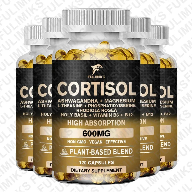 Cortisol Supplement, Hormone Balance, Magnesium, Ashwagandha, Rhodiola, L-Theanine, Vitamin B6 & B12, Mood, Focus, Sleep Support