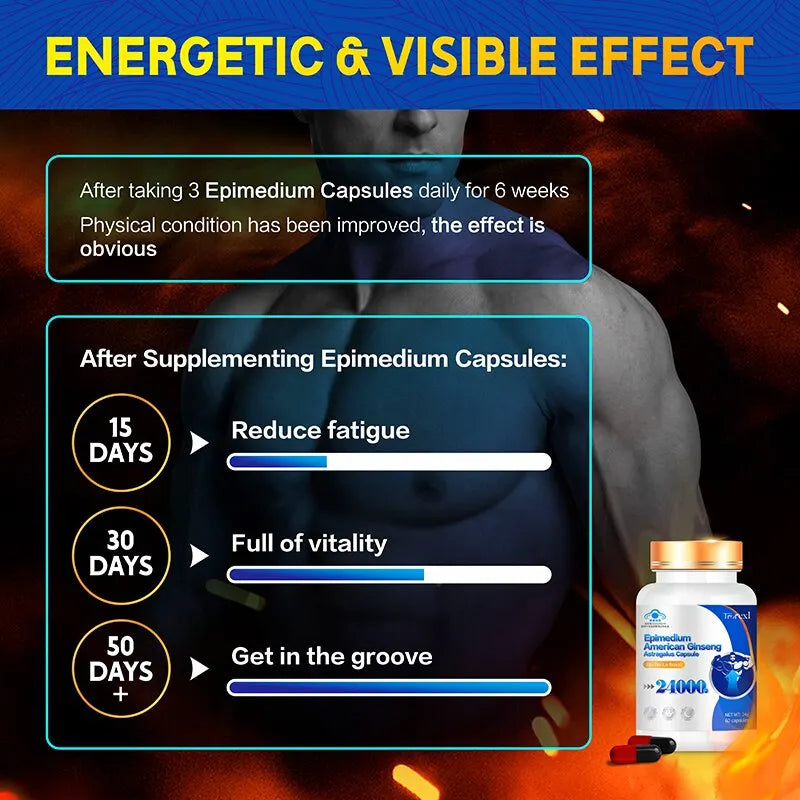 Extra Strength Supplement with Epimedium & Panax Ginseng Extract, Male Enhancing Supplement Supports Improve Male Energy Levels