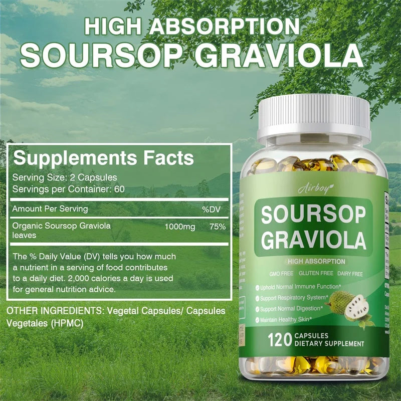 Soursop Graviola Supplement - Antioxidant, Promotes Digestion, Supports Gut Health, and Enhances Immunity