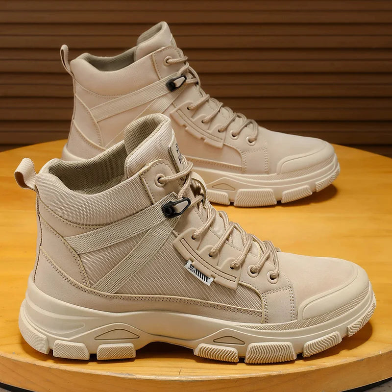 Men's High-Top Work Boots | Chunky Platform Outdoor Hiking Sneakers