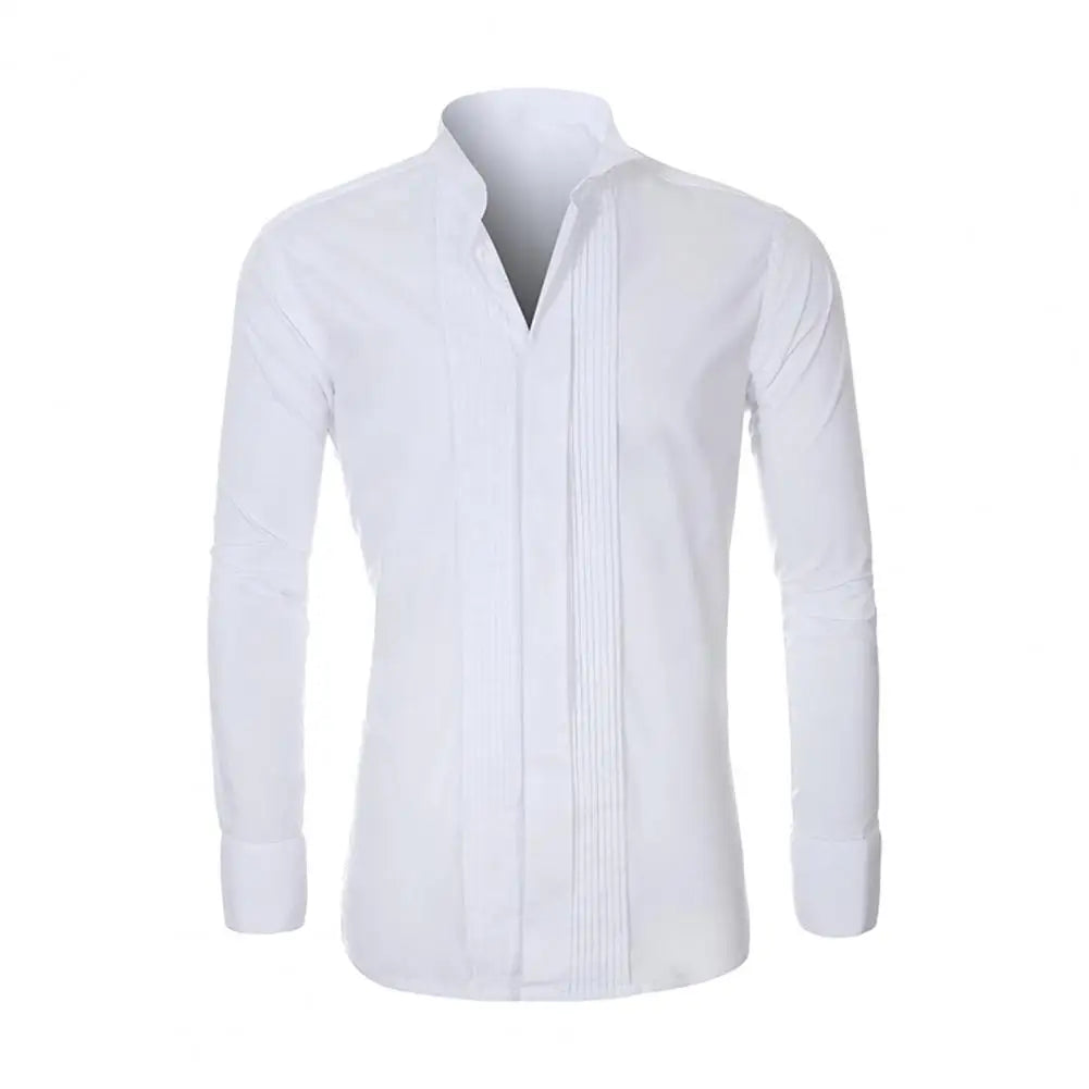 Men Business Shirt Winged Collar Long Sleeve Dress Shirt Tuxedo Formal Office Shirt Party Dinner Wedding Bridegroom Shirts