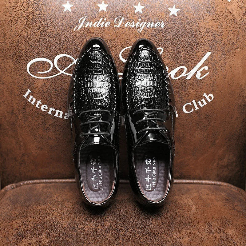 Men's  Dress Leather Shoes Lace-Up Wedding Party Shoes Mens Business Office Oxfords Flats Plus Size Men Fashion