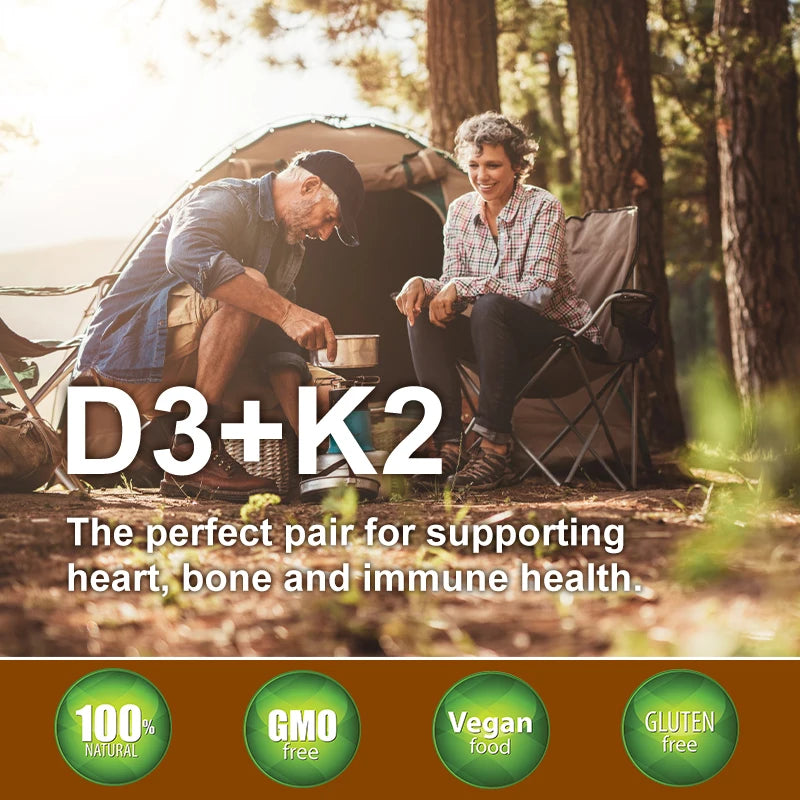 D3K2 Capsules Support Calcium Absorption Strengthen Bone and Teeth Health and Protect the Cardiovascular and Immune systems
