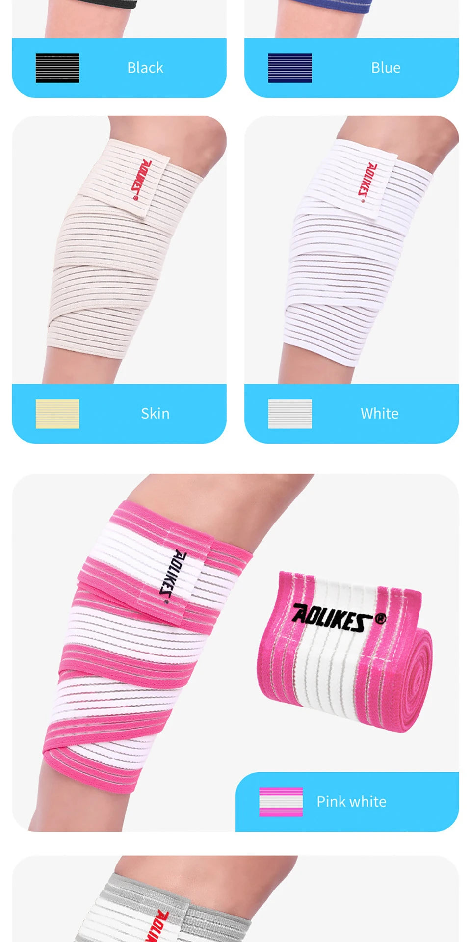 AOLIKES 1PC 40-180CM Elastic Bandage Compression Knee Support Sports Strap Knee Protector Bands Ankle Leg Elbow Wrist Calf Brace