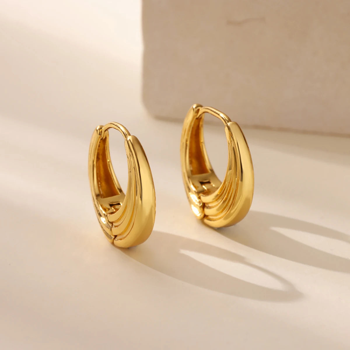 Cubic Zirconia Hoop Earrings For Women Luxury Crystal Zircon Gold Color Stainless Steel Earring Jewelry Wedding Party Gift