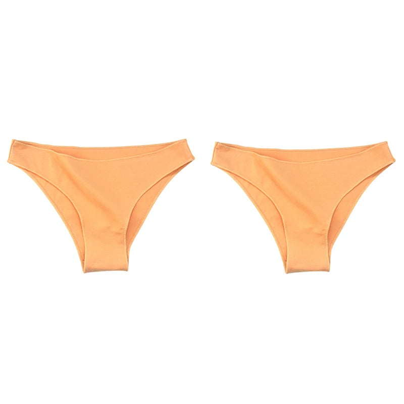 2Pcs Women Cotton Panties Comfortable Underwear Solid Low Waist Briefs Female Underpants Elasticity Breathable Lingerie M-XL