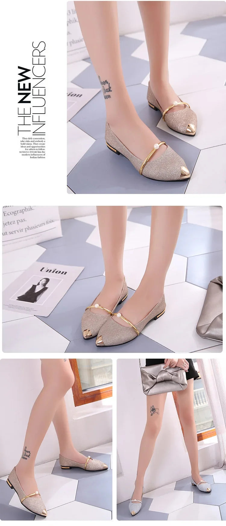 2024 Summer New Women's Shoes Pointed Toe Flat Shoes Shallow Mouth Single Wedding Women Dress Shoes Party Chaussure Femme