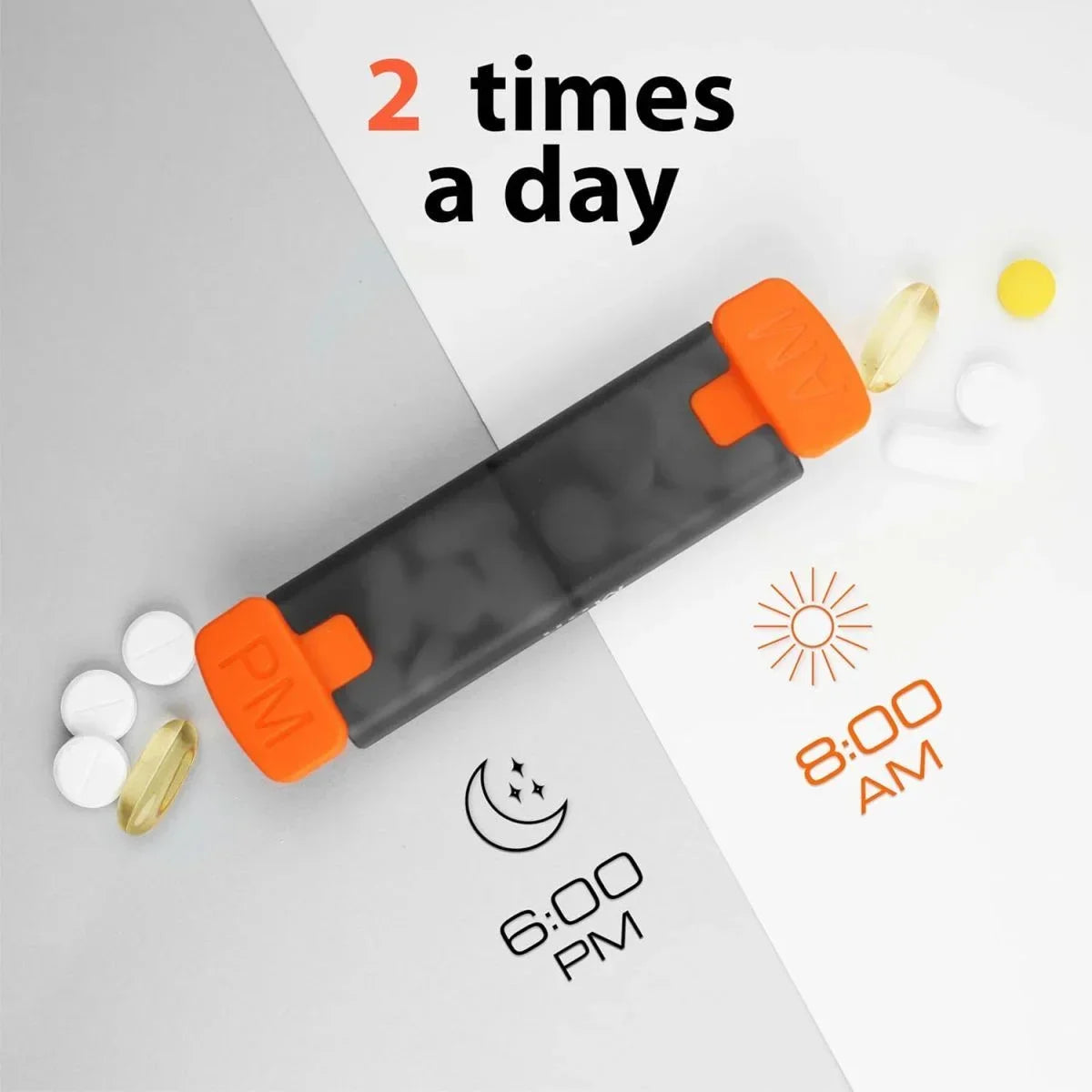 Medicine Box Weekly Pill Organizer Pill Box 7 Day with One-Side Large Openings for Easy to Use Case for Medication Vitamins Fish