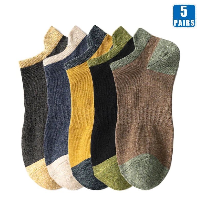 5 Pairs High Quality Cotton Men Short Socks Breathable Casual Spring Summer Crew Ankle Low-Cut Fashion Non-slip Sock for Male