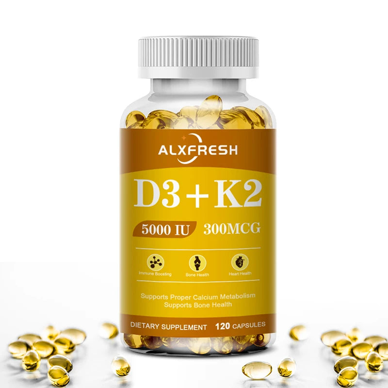 D3K2 Capsules Support Calcium Absorption Strengthen Bone and Teeth Health and Protect the Cardiovascular and Immune systems