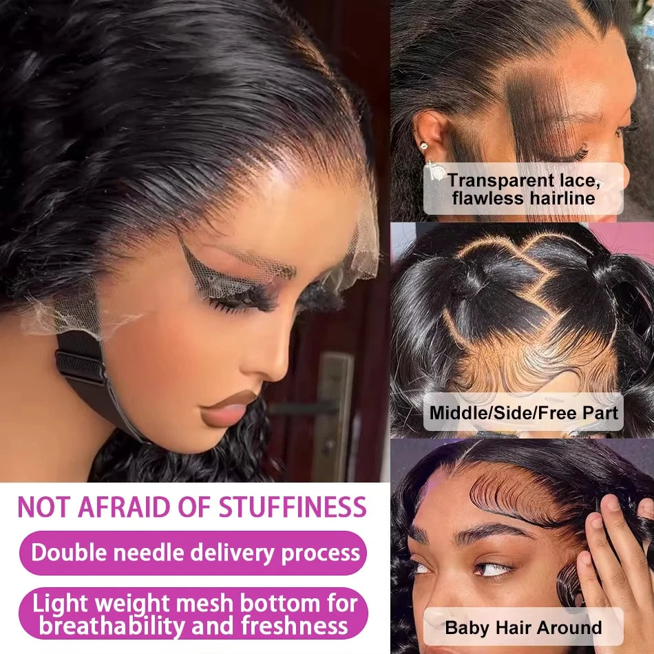 250 Density 30 40 Inch Loose Deep Wave Lace Frontal Wig 13x6 Hd Curly Human Hair Wigs 360 Water Wave Pre plucked Lace Front Wig