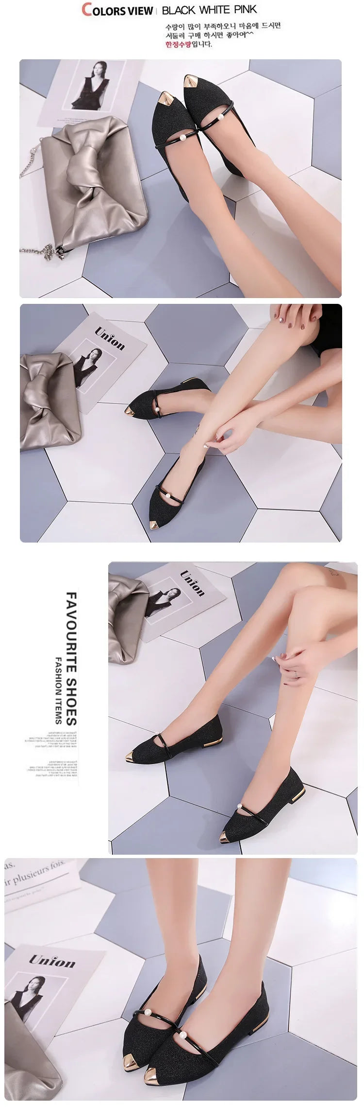 2024 Summer New Women's Shoes Pointed Toe Flat Shoes Shallow Mouth Single Wedding Women Dress Shoes Party Chaussure Femme