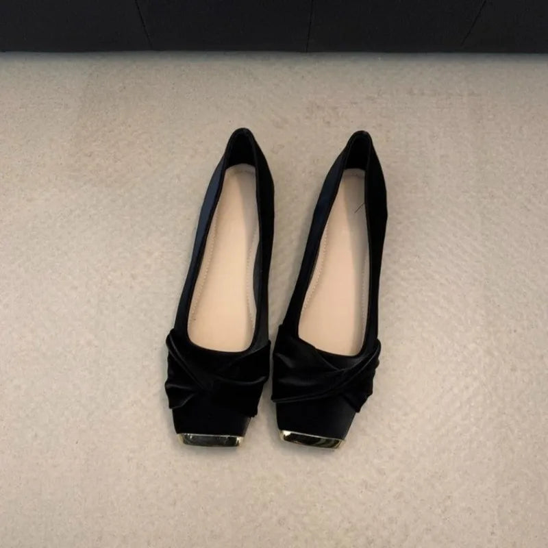 Shoes Woman 2025 Low Heels Female Footwear Autumn Square Toe Casual Sneaker New Summer Comfortable Dress Fall Lace-Up Flat Rome