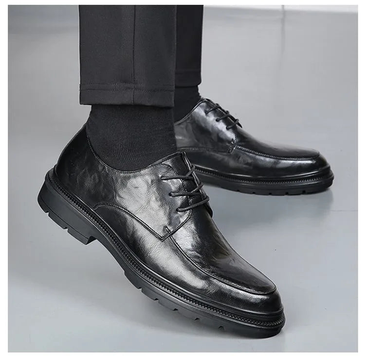 Men's shoes new spring and autumn British style leather shoes men's business dress big head cowhide work non-slip casual shoes