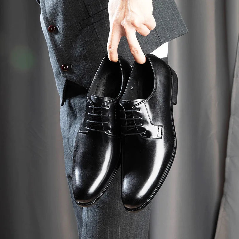 Leather Shoes for Men Luxury Business Men's Shoes High Quality Casual Oxford Dress Shoes Male Lace-Up Office Wedding Formal Shoe