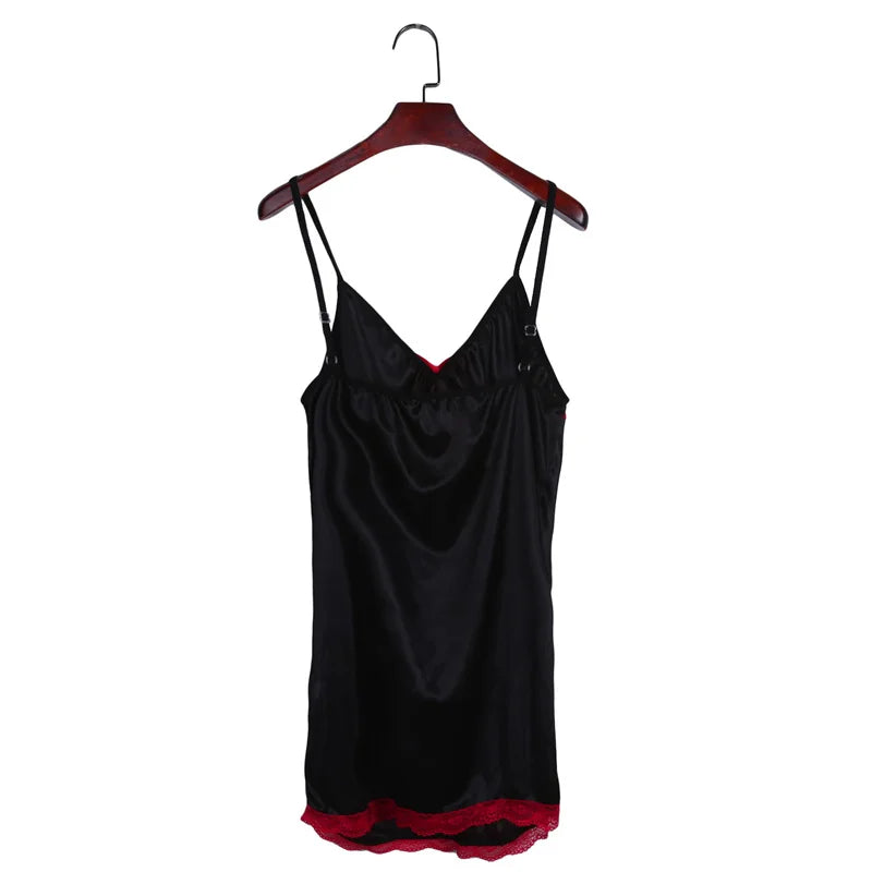 Sexy Perspective Fun Nightgown Women Sleepwear Lace Floral Nightie Lingerie Suspenders Nightdress Comfortable Robe Summer