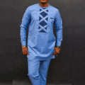 African traditional dress men's suit Long sleeve ethnic style printed patchwork shirt casual pants 2 piece holiday casual suit