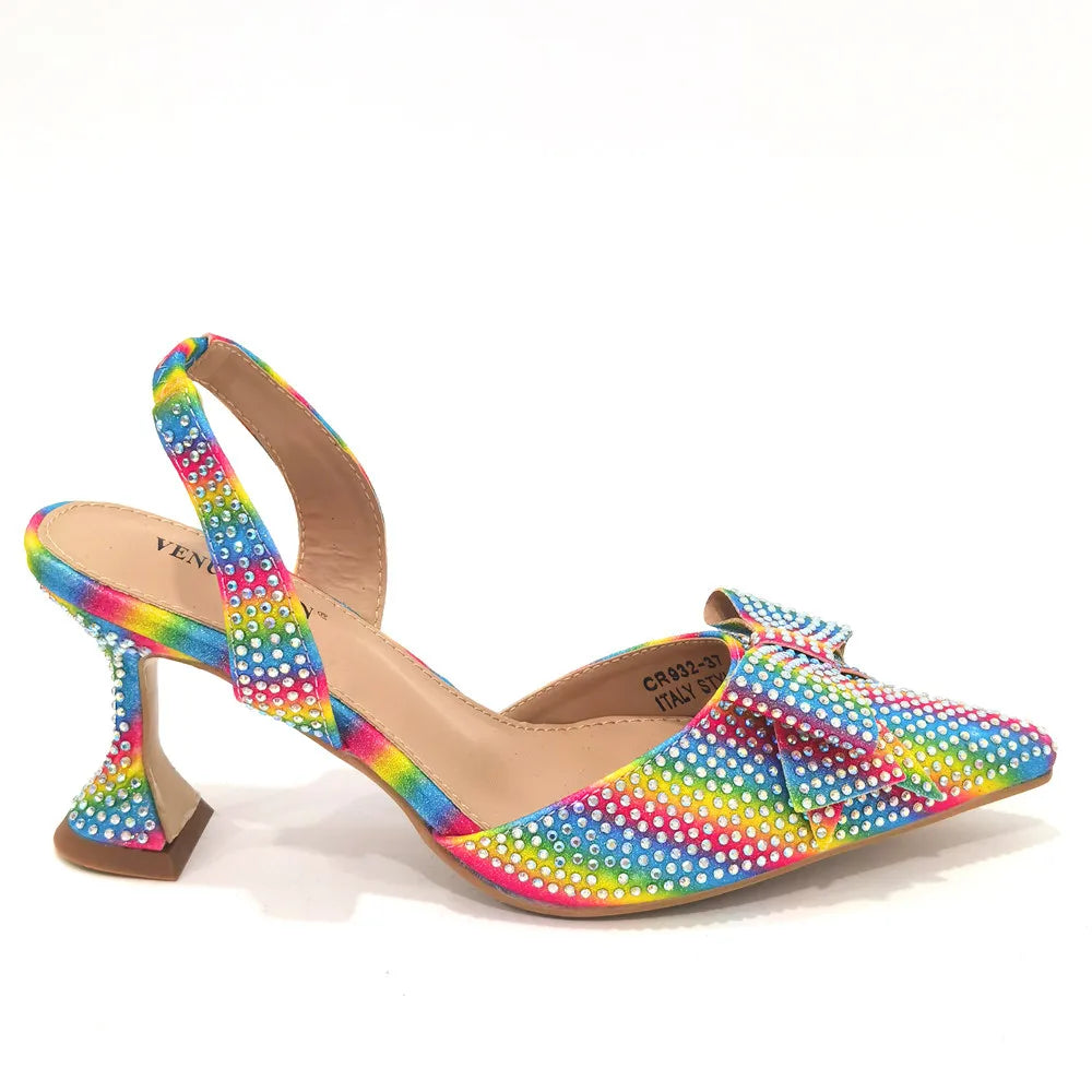 2022 Fashion Womens Dress Shoes Open Toe Ladies Sandals with Heels Latest African Women Wedding Shoes Decorated with Rhinestone