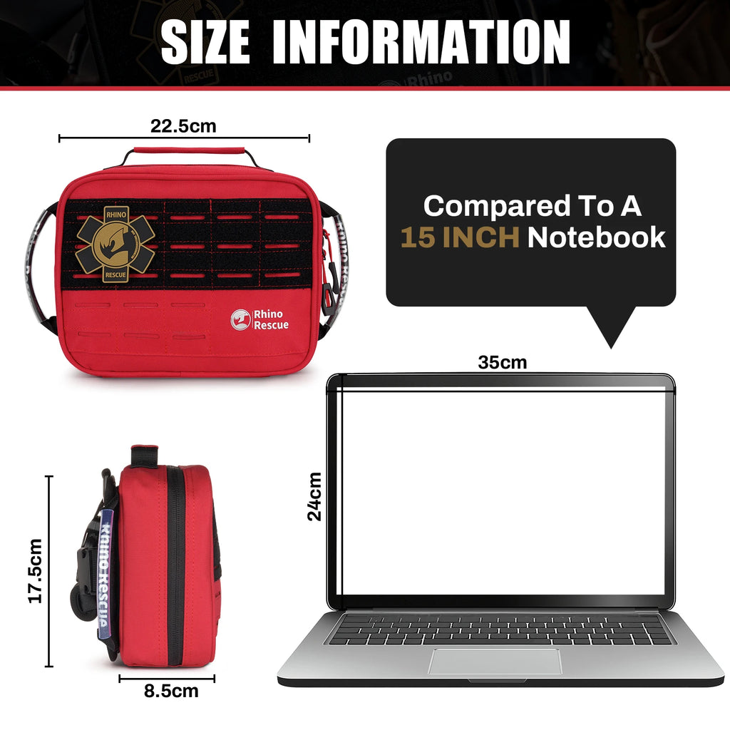 RHINO RESCUE large Car First Aid Kit IFAK POUCH Molle Medical Pouch for Travel Hiking Camping (empty bag)