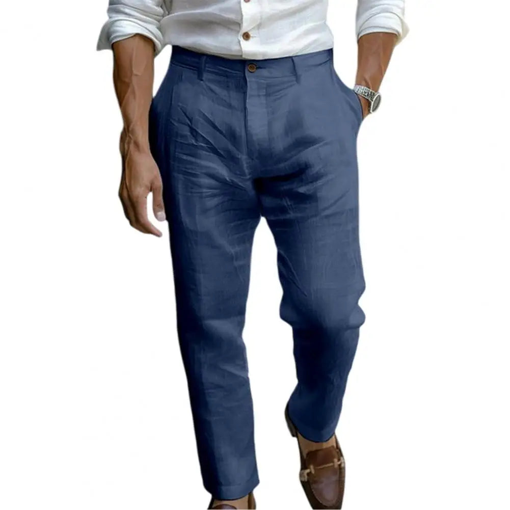 Suit Pants Men's Cotton Linen Pants Male Autumn New Breathable Solid Color Linen Trousers Streetwear