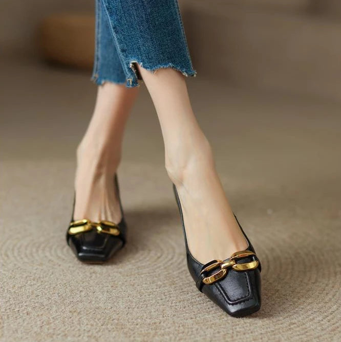 White Shoes For Women 2025 Yellow Ladies Summer Footwear Low Heel Elegant Luxury Leather Casual Black Office 39 Dress Trend A E