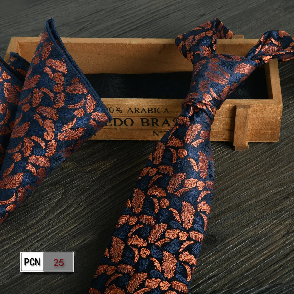 man tie set swine red 8cm Men's Formal tie and pocket square set 2-Piece Business Wedding burgundy ties for men and neckties man