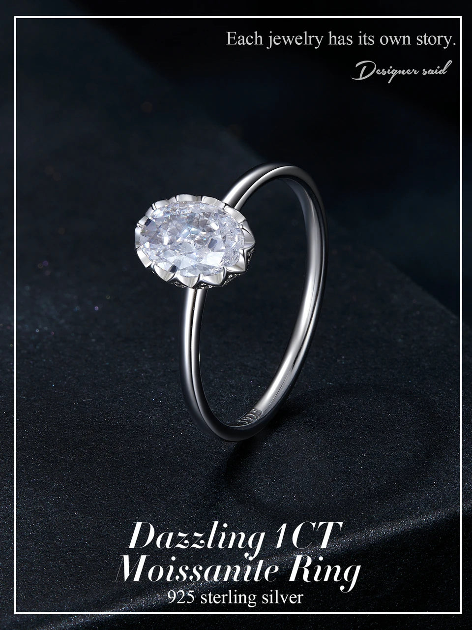 BAMOER Moissanite Engagement Ring, Women's Solitaire Moissanite Promise Rings 925 Sterling Silver with White Gold Plated MSR049
