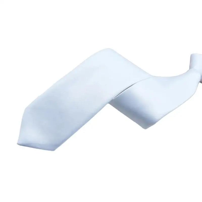 Fashionable Zippered Neck Tie in Classical Color for Wedding Parties and Everyday Wear White Silk Pre Tied Necktie