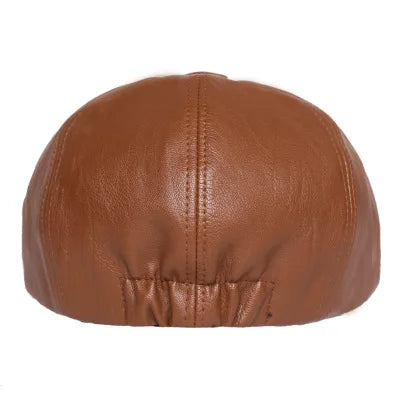 1 Pcs PU Leather Women Hat 2023 New Fashion Street French Artist Warm Beanie Cap Autumn Winter Retro Solid Color Black Beret