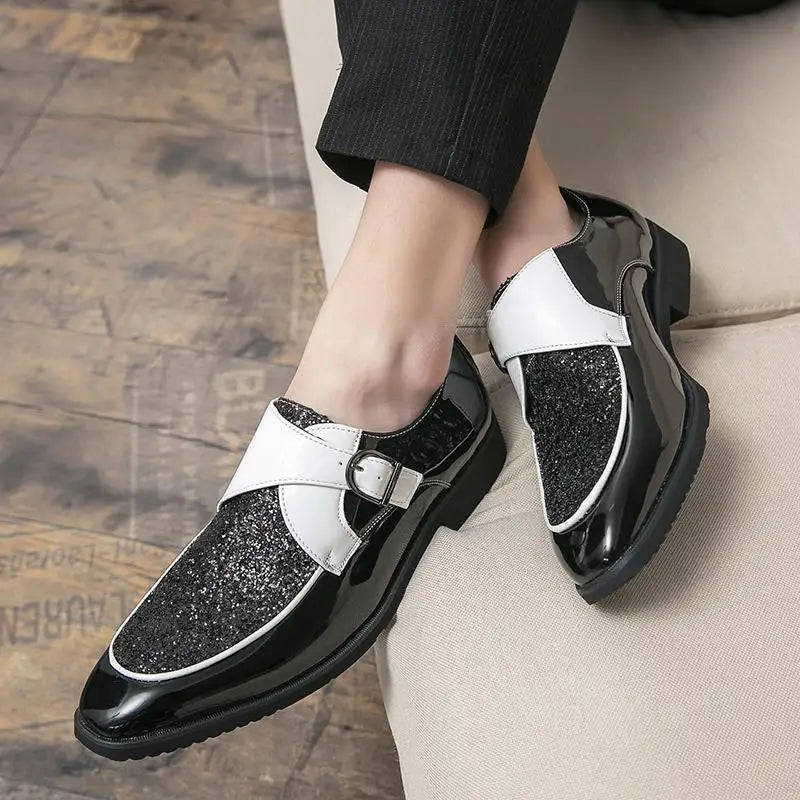 Luxury Men's Leather Shoes High Quality Gold Dress Shoes for Men Italian Brand Oxford Shoes Fashion Big Size Party Wedding Shoe