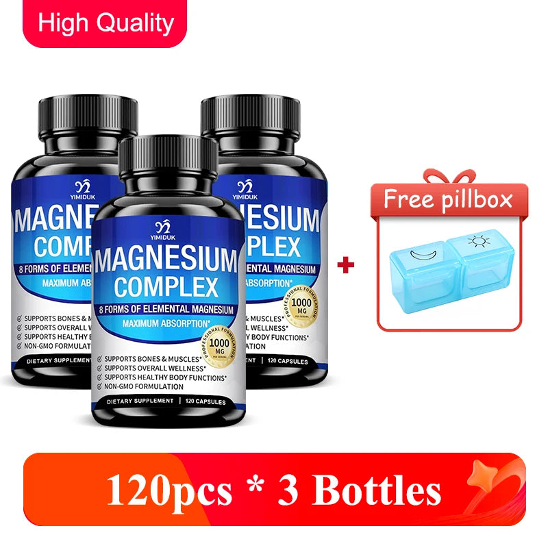 Magnesium Supplements, with Magnesium Glycinate, Magnesium Oxide, Support Stress Relief, Sleep, Heart Health, Nerves, Muscles