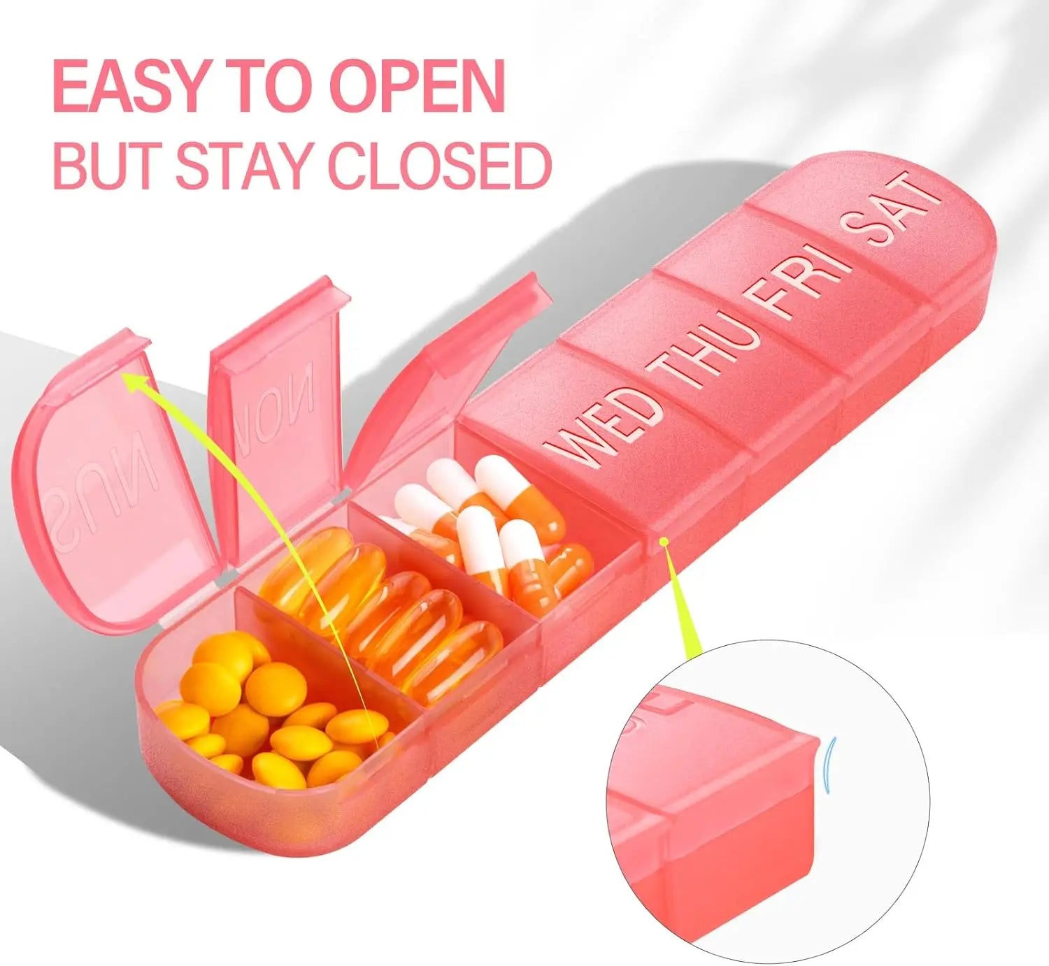 1PCS Pill Organizer Large,Weekly Medicine Pills Organizer Pill Box Travel, 7 Day Pill Case for Big Vitamin Supplements Fish Oil