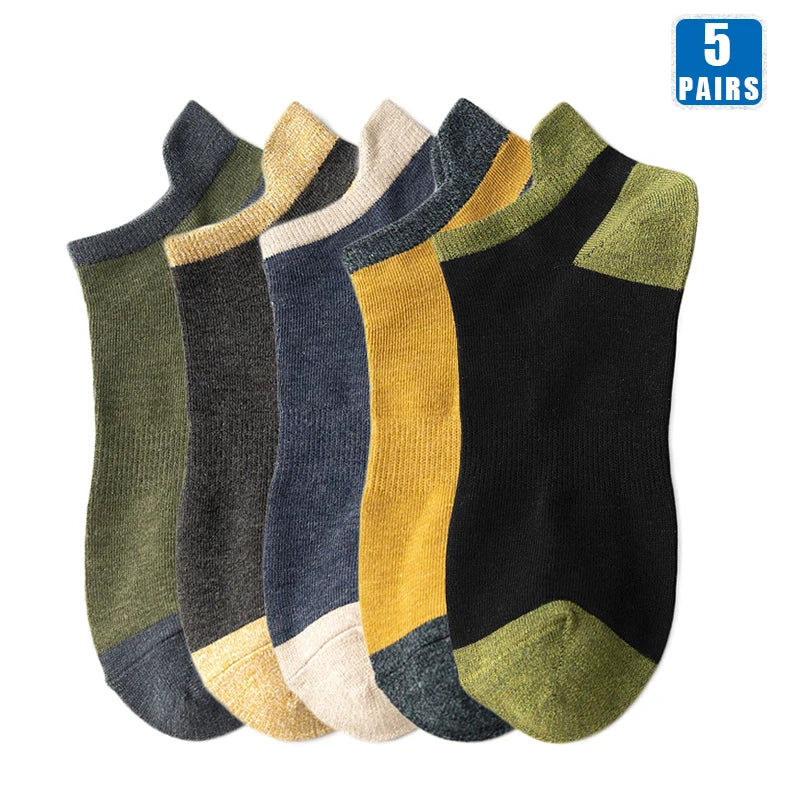 5 Pairs High Quality Cotton Men Short Socks Breathable Casual Spring Summer Crew Ankle Low-Cut Fashion Non-slip Sock for Male