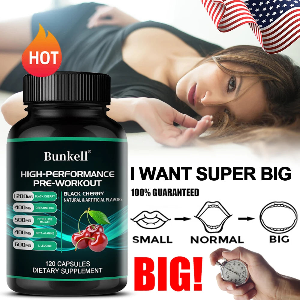 Bunkell Pre-Workout Supplement - Amino Acids, Creatine HCI, Citrulline Malate, Beta-Alanine To Improve Athletic Performance