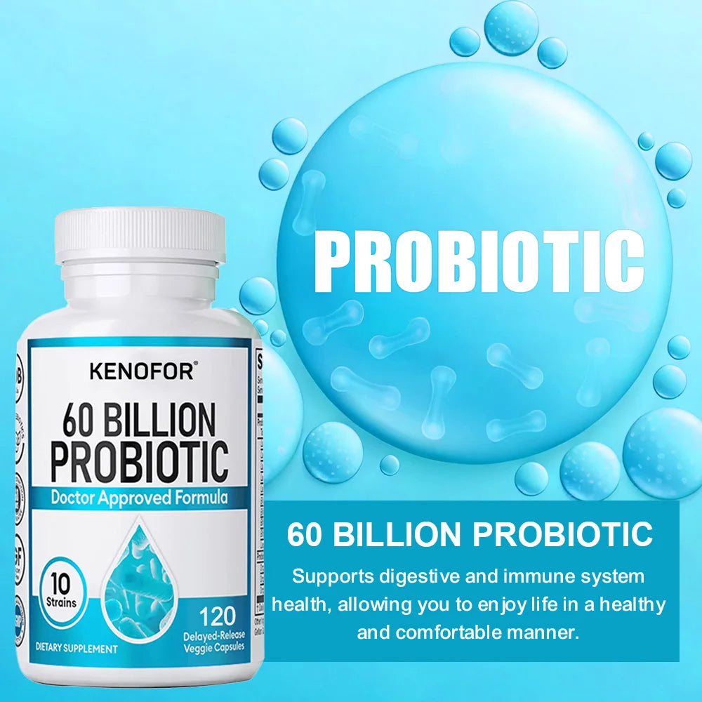 60 Billion Probiotic Supplement - 10 Unique Strains + Organic Prebiotics - Immune System Boosting Support Gut & Digestive Health