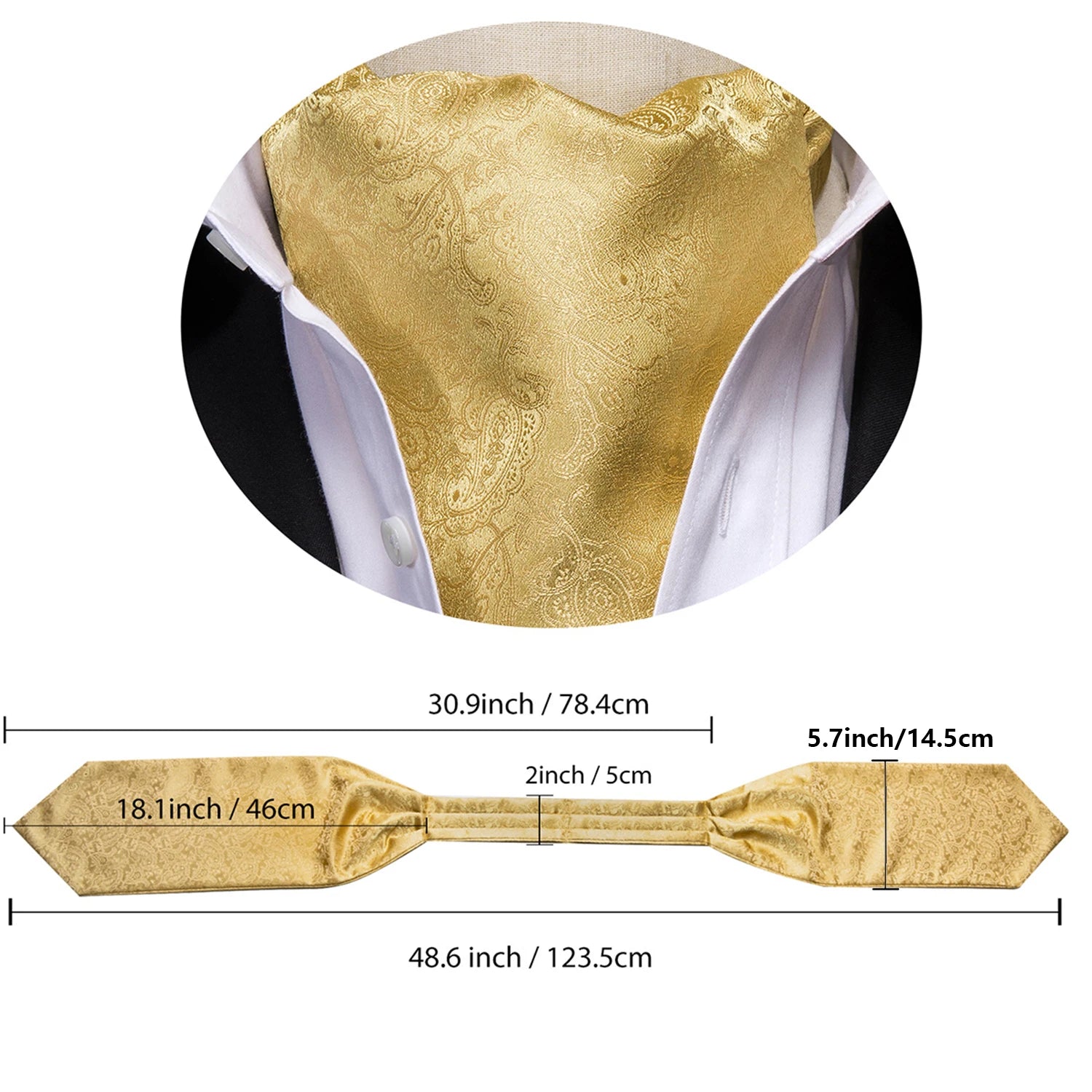 Hi-Tie Mens Ascot Black Pink Blue Red Gold Green Purple White Cravat Tie Hanky Cufflinks for Male Wedding Business Prom